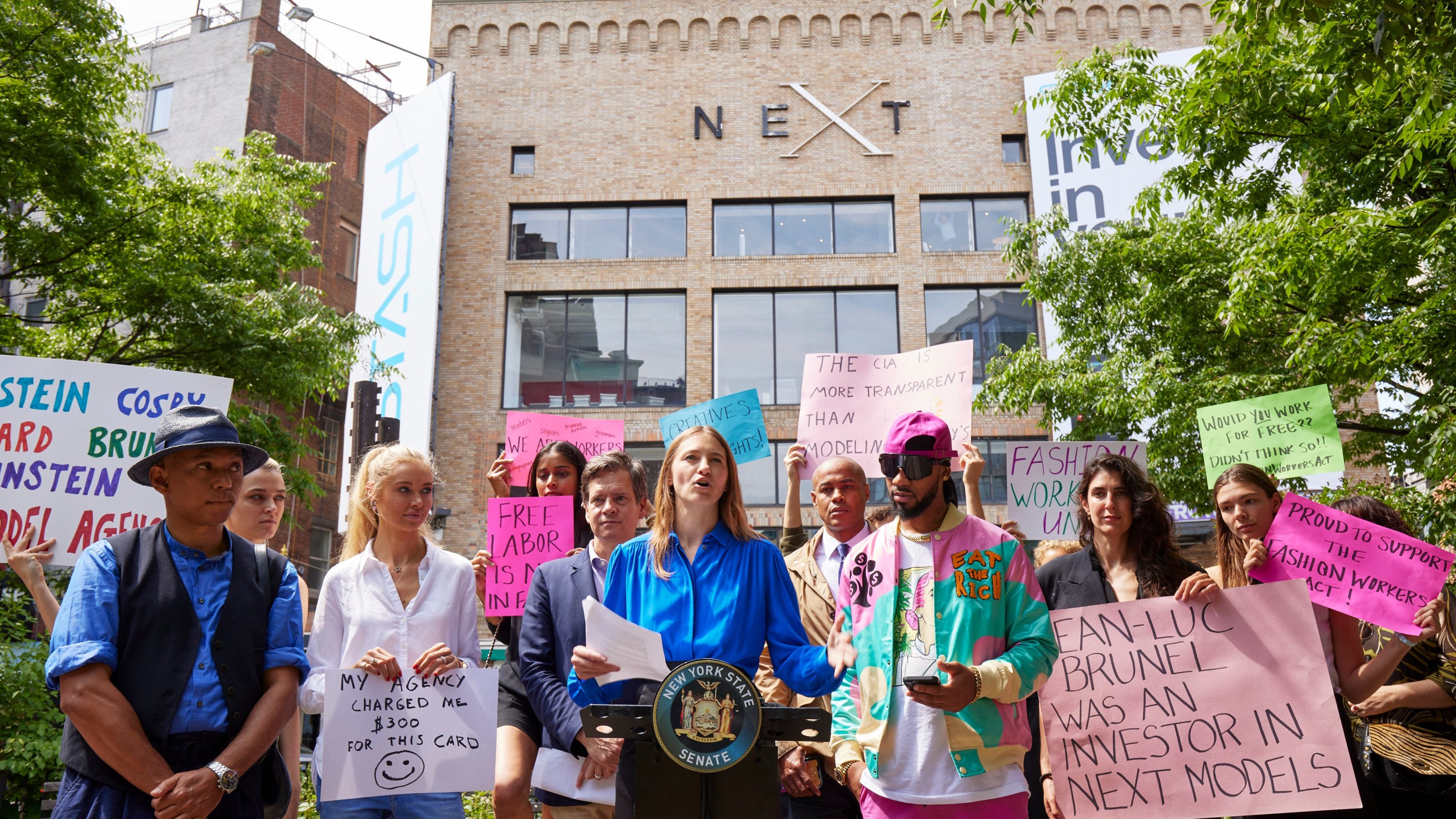 The scene at the 2023 rally for the Fashion Workers Act.