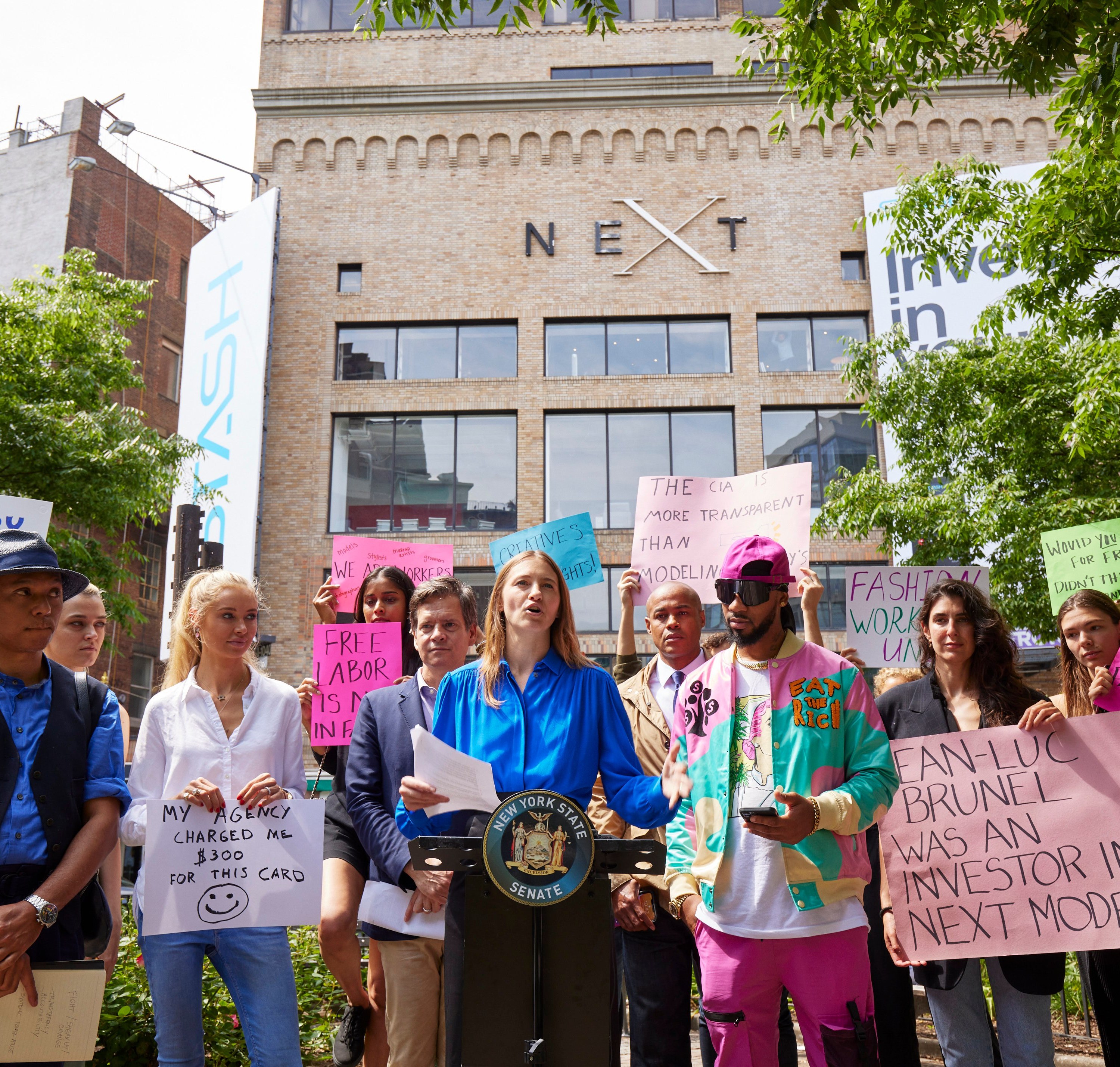 The scene at the 2023 rally for the Fashion Workers Act.