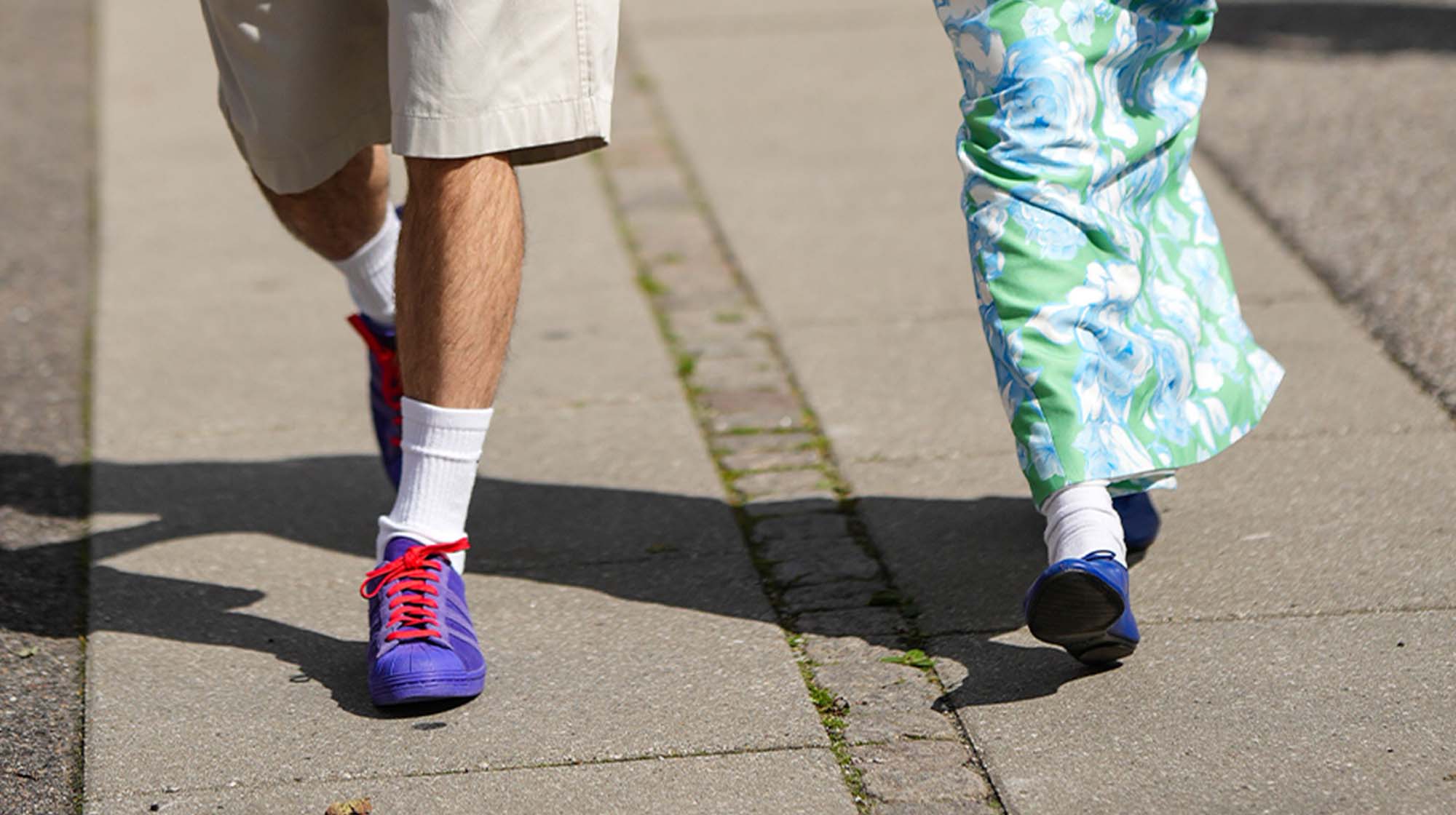 man and woman wearing white crew socks