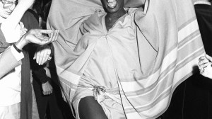 Grace Jones attends the opening night of Studio 54 in New York on April 28, 1977.