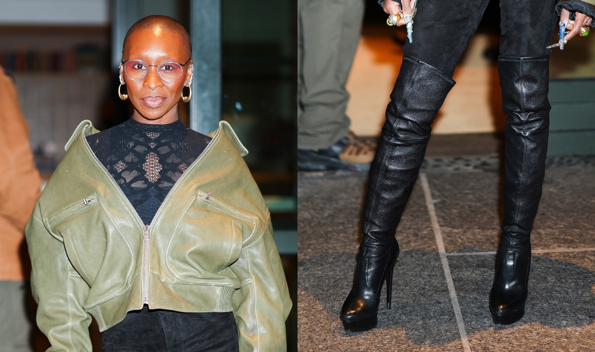 Cynthia Erivo, leather, thigh-high boots, suede, Jessica Chastain, bomber jacket, lace, "Wicked," New York