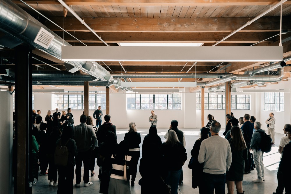 HILOS founder Elias Stahl speaking to attendees at the launch of the Made in Old Town project.