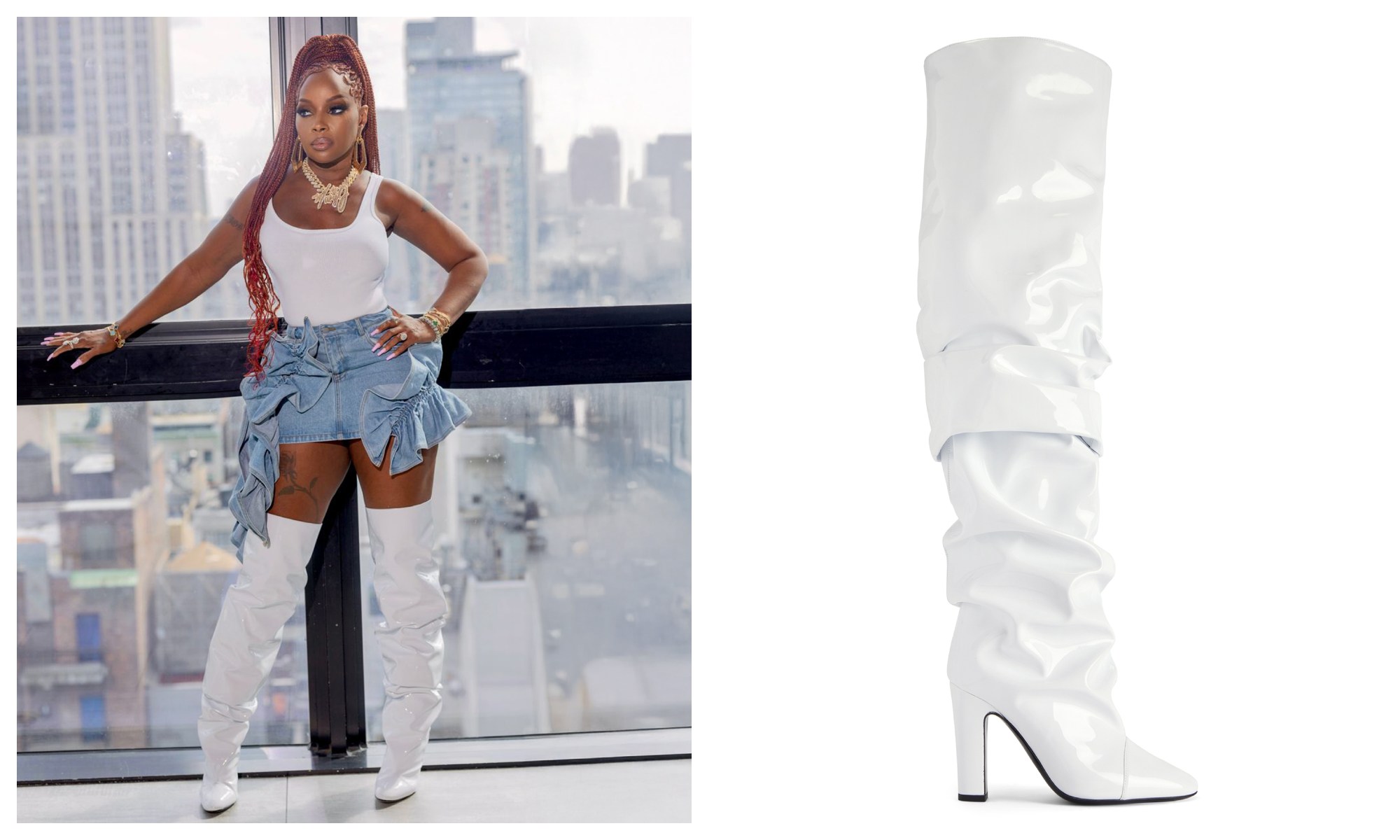 mary j blige, giuseppe zanotti, white boot