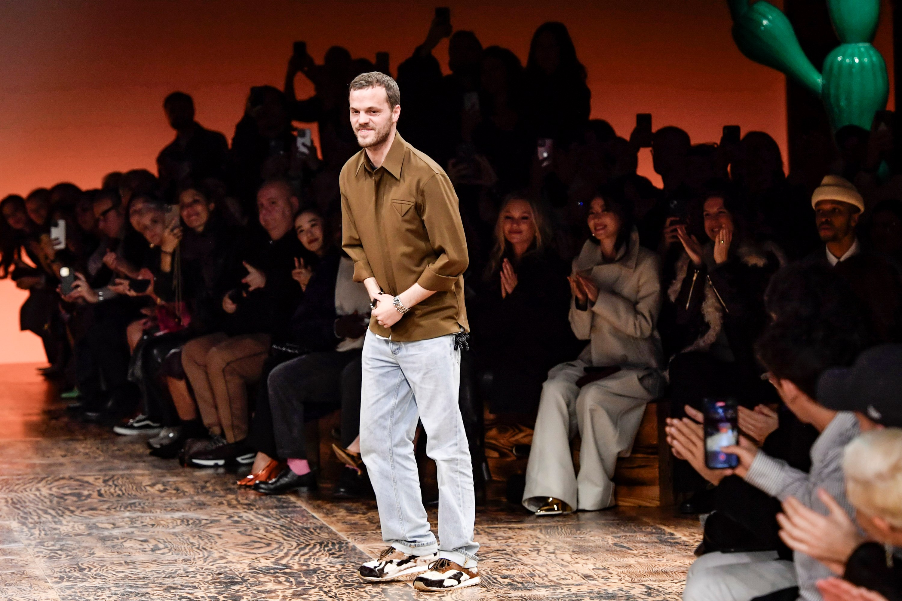 MILAN, ITALY - FEBRUARY 24: Fashion designer Matthieu Blazy walks the runway during the Bottega Veneta Ready to Wear Fall/Winter 2024-2025 fashion show as part of the Milan Fashion Week on February 24, 2024 in Milan, Italy. (Photo by Victor VIRGILE/Gamma-Rapho via Getty Images)