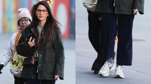 Olivia Munn wears Nike Women's Phoenix Waffle sneakers in New York City