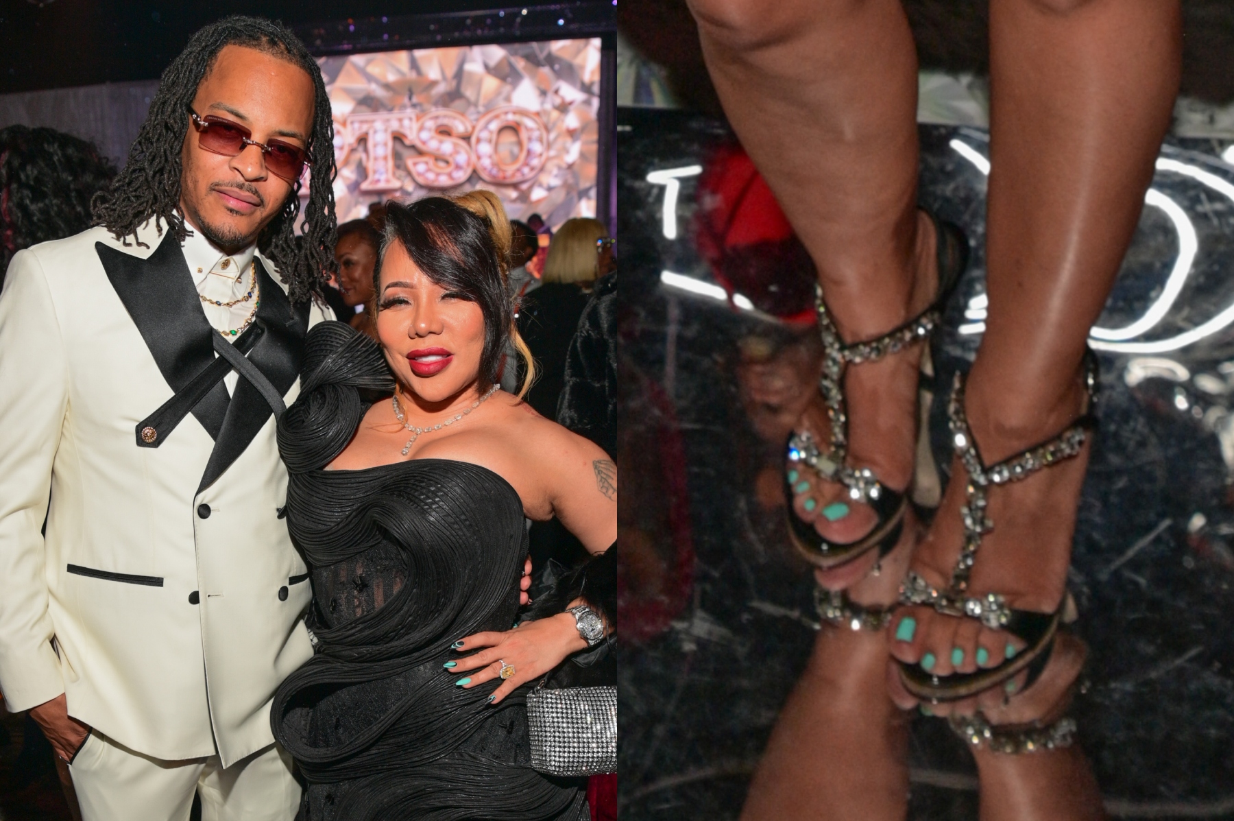 T.I. and Tameka Harris attend Grand Hustle Put That Sh*t On Event at a Private Location on December 18, 2024 in Atlanta, Georgia.