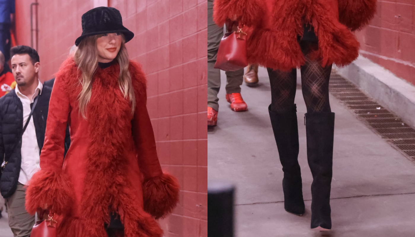 Taylor Swift wears Manolo Blahnik boots at Kansas City Chiefs game