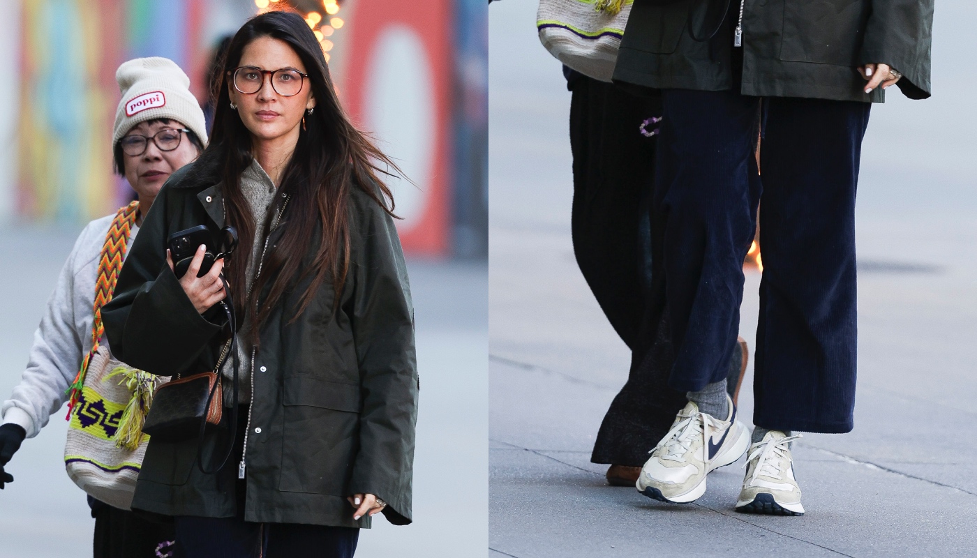 Olivia Munn wears Nike Women's Phoenix Waffle sneakers in New York City