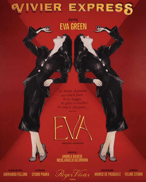 The poster of the Vivier Express short film starring Eva Green.