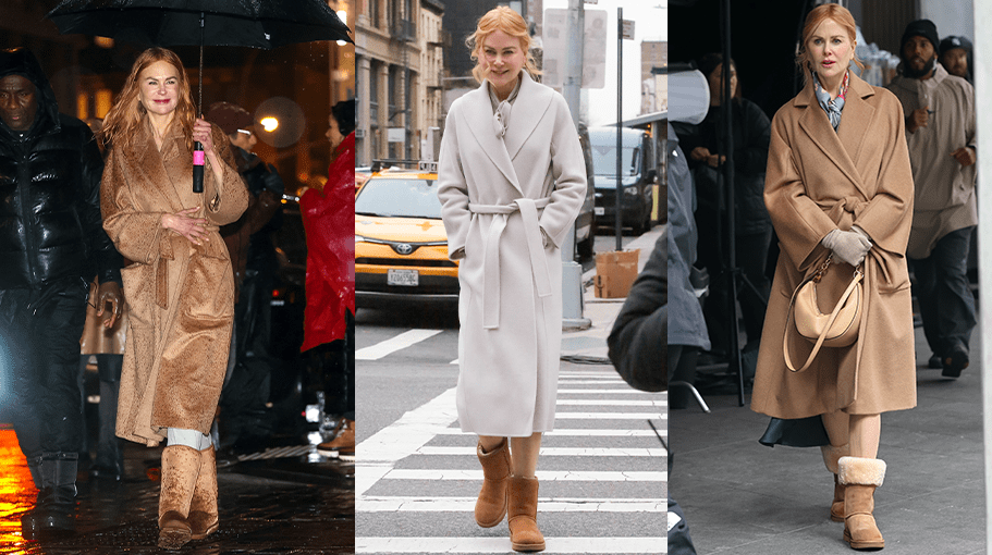 Nicole Kidman wearing Ugg boots and a trench coat in New York City